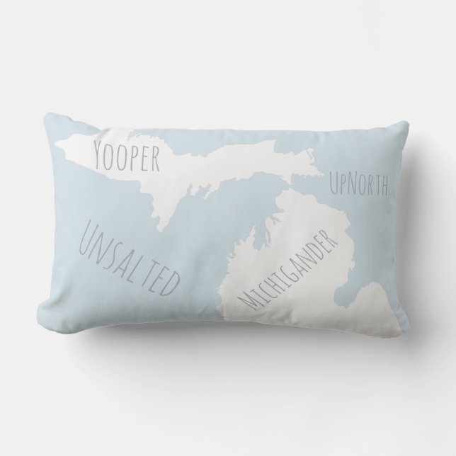 Coussin D'extérieur Carte du Michigan non salée Yooper Michigander ver (Recto)