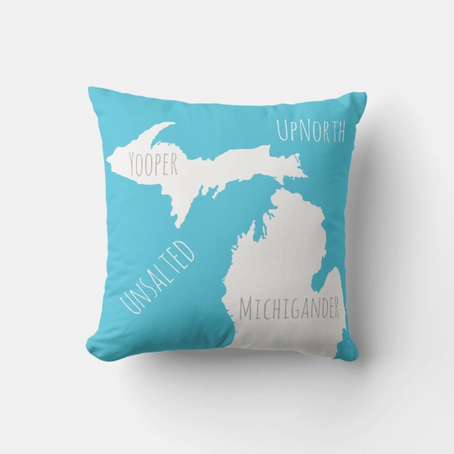 Coussin D'extérieur Carte du Michigan Yooper Non salé Michigander (Recto)