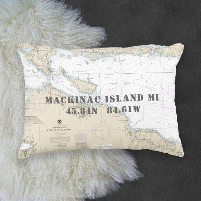 Coussin D'extérieur Carte marine authentique ⚓ Haut Michigan (Upper Michigan ⚓ Authentic Nautical Chart Outdoor Pillow
)