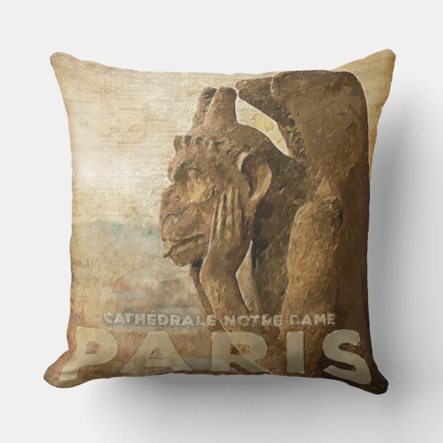 Coussin D'extérieur Cathédrale Paris, le Stryga Chimera de Notre Dame (Recto)
