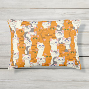 Coussin D'extérieur Chats blancs et gingembre motif yeux verts yeux bl