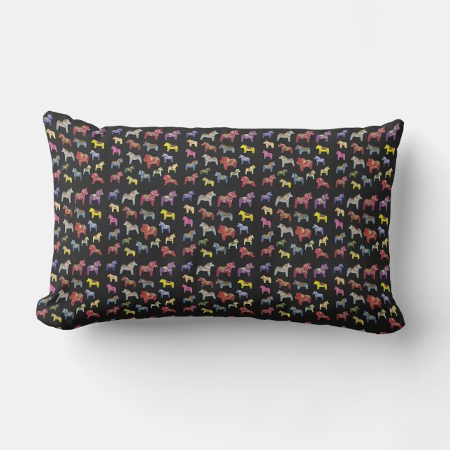 Coussin D'extérieur Cheval de Dala suédois multicolore (Recto)