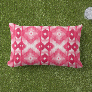 Coussin D'extérieur Chic noir magenta rose rouge blanc Motif Ikat
