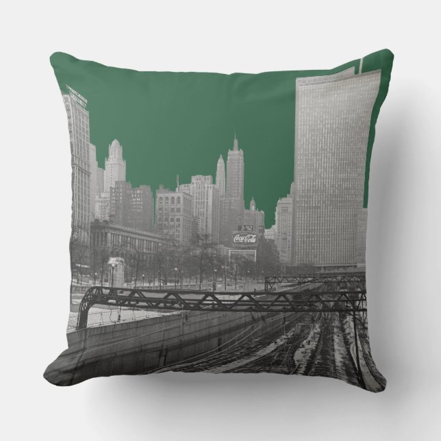 Coussin D'extérieur Chicago Rail Yards Railroad Downtown 1960's PHoto (Recto)