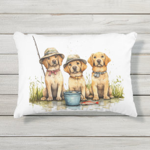 Coussin D'extérieur Chiens Labrador Retriever Pêchant
