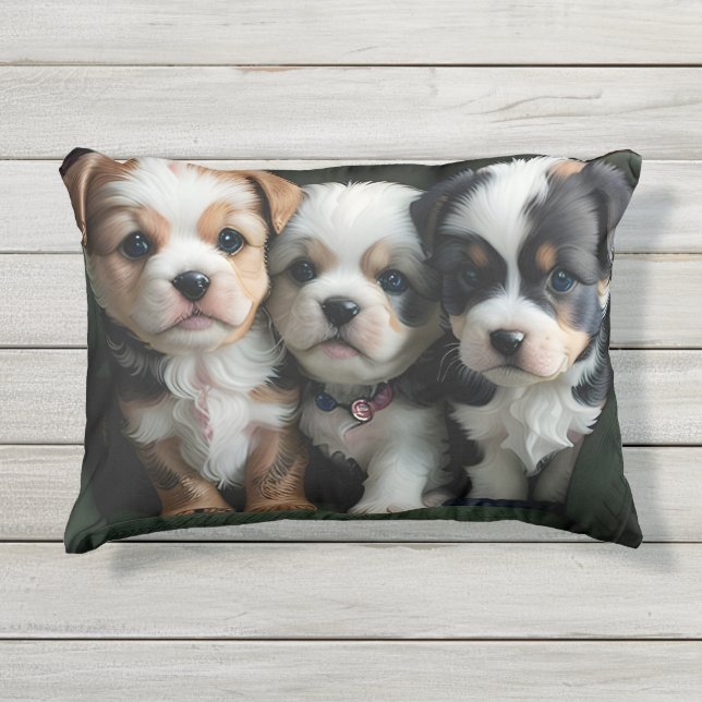 Coussin D'extérieur Chiots super mignons sur le canapé 2 (Devant)