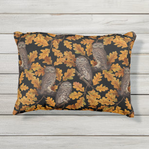 Coussin D'extérieur Chouettes d'automne sur noir