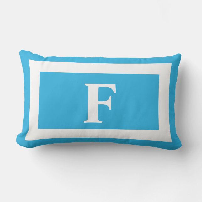 Coussin D'extérieur Ciel lumineux bleu Bold Monogramme initial extérie (Recto)