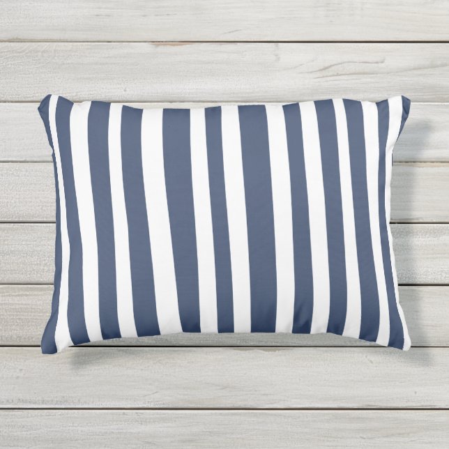 Coussin D'extérieur Classic Navy Blue Stripes | Timeless Nautical  (Devant)