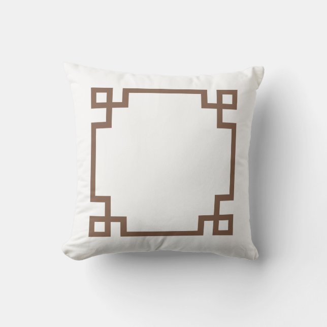 Coussin D'extérieur Clé grecque Brown et blanche (Recto)