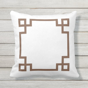 Coussin D'extérieur Clé grecque Brown et blanche