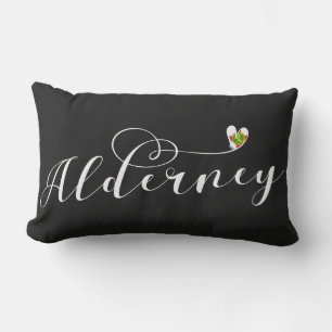 Coussin D'extérieur Coeur de drapeau d'Alderney, Îles Anglo-Normandes