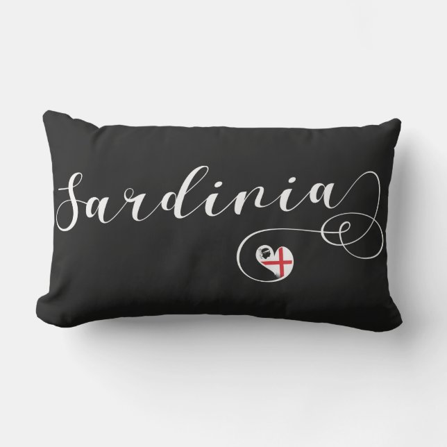 Coussin D'extérieur Coeur du drapeau sarde, I Love Sardaigne (Recto)
