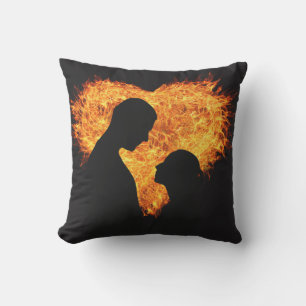 Coussin D'extérieur Coeur flamboyant Saint-Valentin Carré Jeu d'oreill
