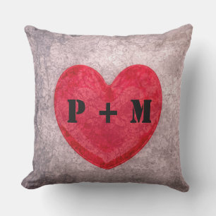 Coussin D'extérieur Coeur monogramme en pierre