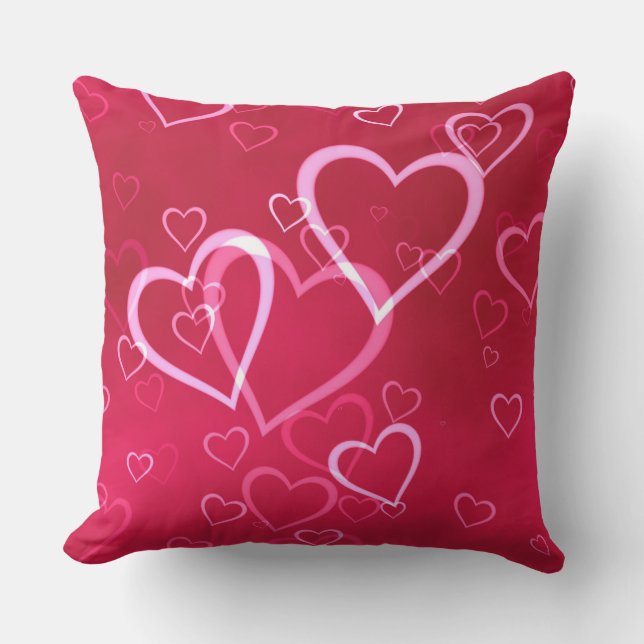 Coussin D'extérieur Coeurs mignons Saint Valentin Rouge rose (Recto)