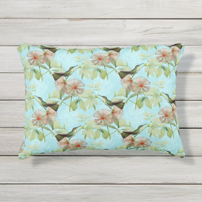 Coussin D'extérieur Colibri Oiseau-Mouche Feuille Verte Vibrations de  (Devant)