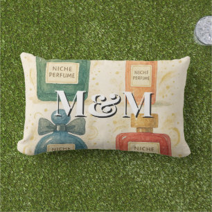 Coussin D'extérieur Collection de parfums de niche, aquarelle à monogr