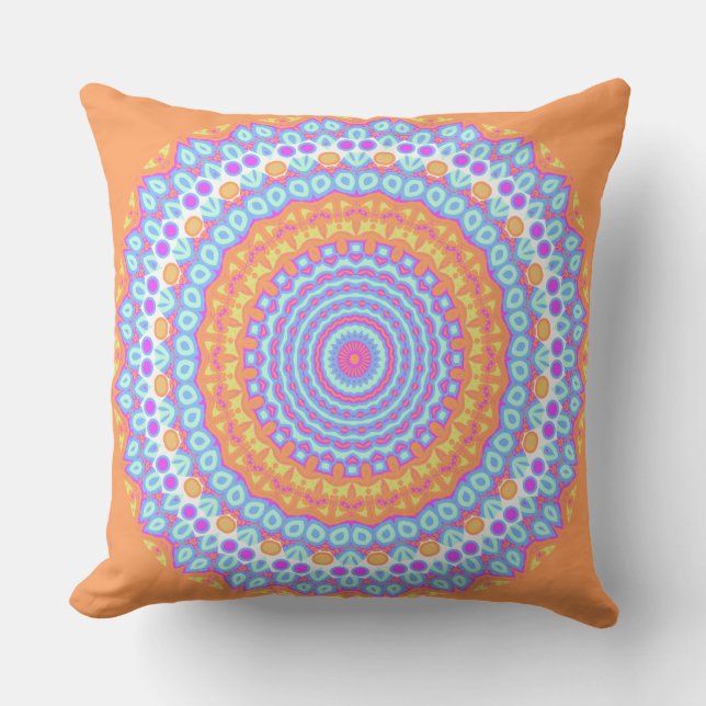 Coussin D'extérieur Conception rose orange de fête 4 de mandala (Recto)