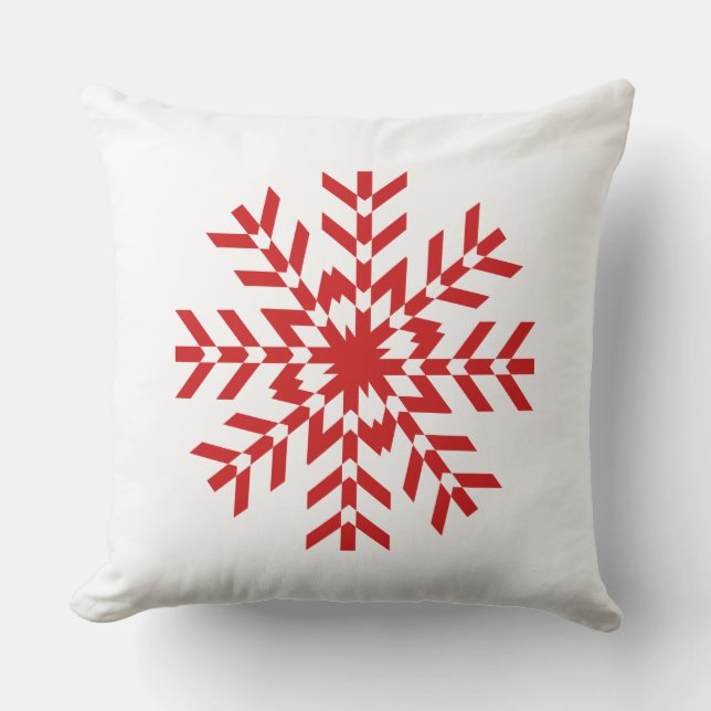 Coussin D'extérieur Conception rouge et blanche simple de flocon de (Recto)