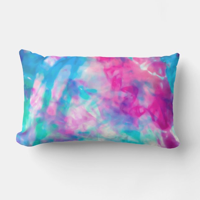 Coussin D'extérieur Cool Artsy Girly Purple Rose Blue Tie Dye Motif (Recto)