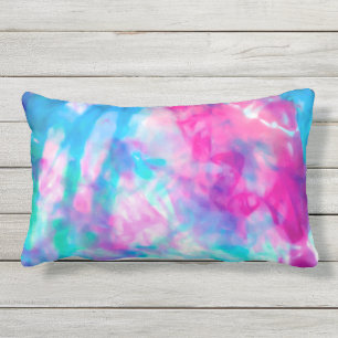 Coussin D'extérieur Cool Artsy Girly Purple Rose Blue Tie Dye Motif