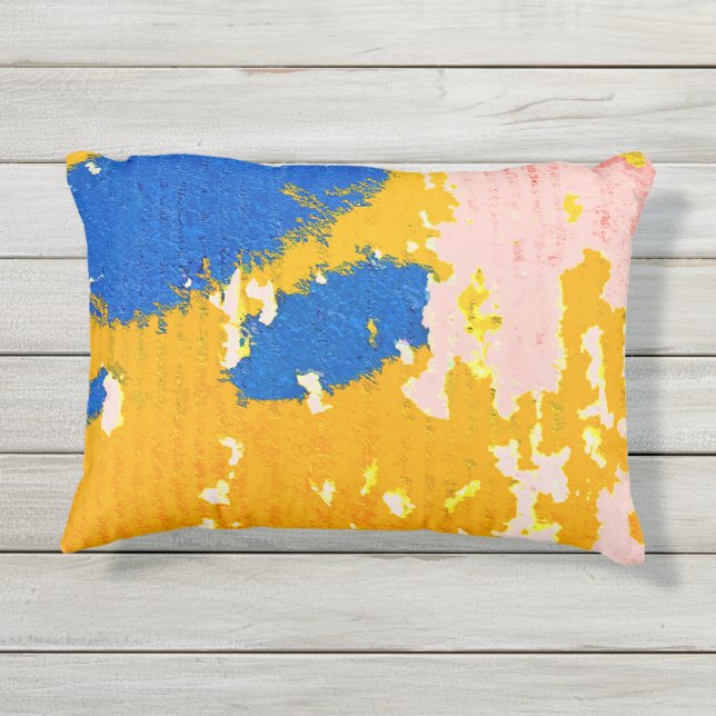 Coussin D'extérieur COOL Rustique Peinture qui s'écaille Orange Jaune  (Dos)