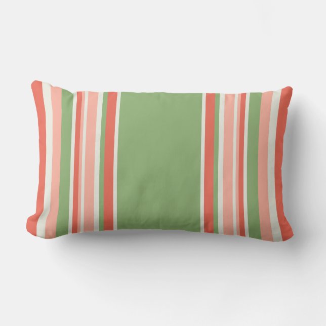 Coussin D'extérieur Corail vert moderne rayé à l'extérieur (Recto)