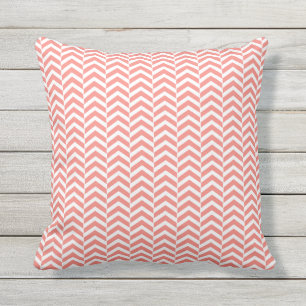 Coussin D'extérieur Coral rose avec Motif Chevron Turquoise