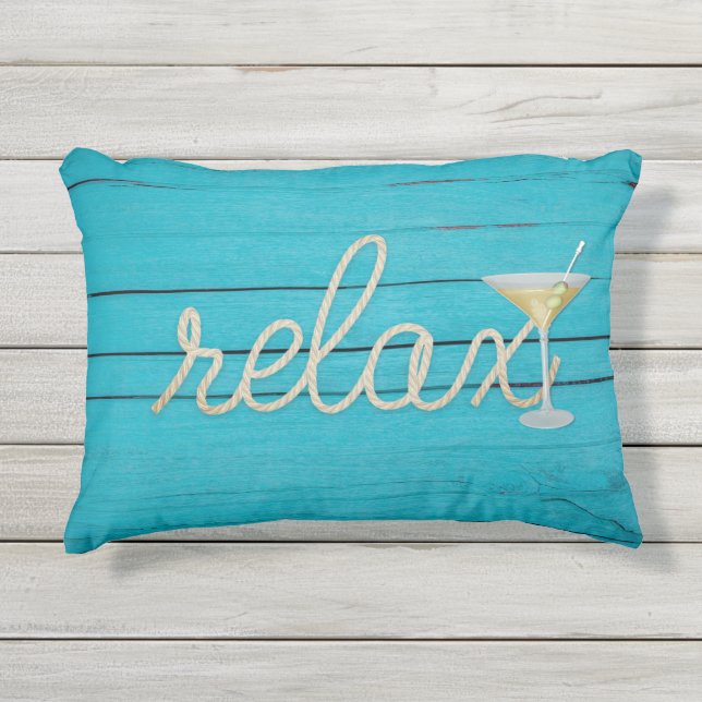 Coussin D'extérieur corde de relaxation nautique sur bois d'aqua avec  (Devant)