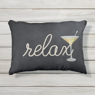Coussin D'extérieur corde nautique sur bois avec martini et texte rela