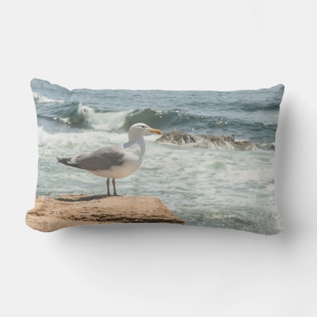 Coussin D'extérieur Côte du Maine Acadie Océane Mouette (Recto)
