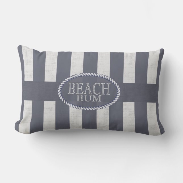 Coussin D'extérieur Côte Lover's Seas the Day Beach Bum Navy Striped (Recto)