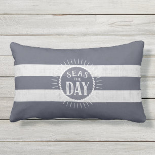 Coussin D'extérieur Côte Lover's Seas the Day Beach Bum Navy Striped