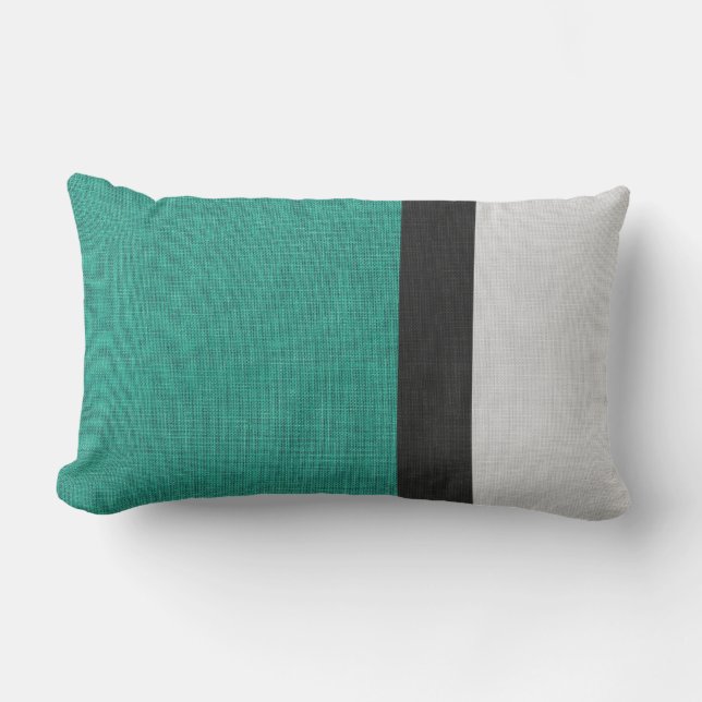 Coussin D'extérieur Couleur bloc Linge look Turquoise gris noir extéri (Recto)