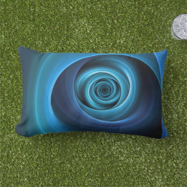 Coussin D'extérieur Couleurs bleu spirale 3D Art Abstrait fractal mode (Herbe)