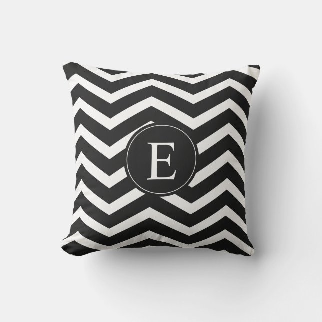 Coussin D'extérieur Couture Chevron noir et blanc (Recto)