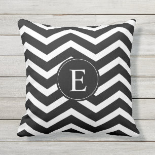 Coussin D'extérieur Couture Chevron noir et blanc