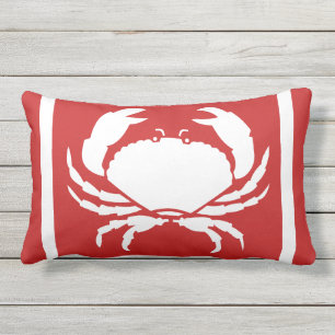 Coussin D'extérieur CRABE marine moderne blanc rouge extérieur