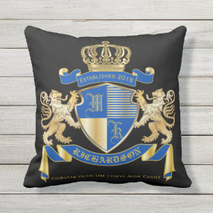 Coussin D'extérieur Créez votre propre manteau d'emblème bleu de lio