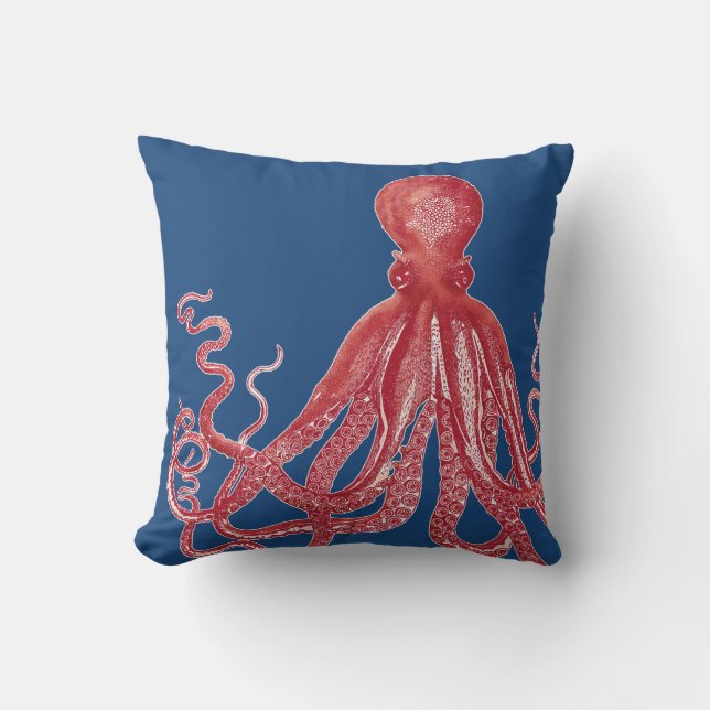 Coussin D'extérieur Cru moderne 3 de poulpe rouge nautique de vie (Recto)