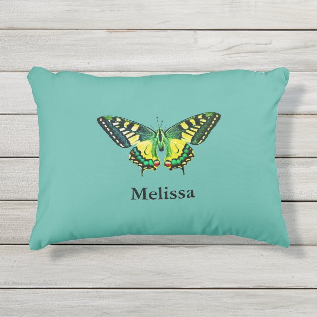 Coussin D'extérieur Cute Modern Photography Butterfly Ajouter un nom (Devant)