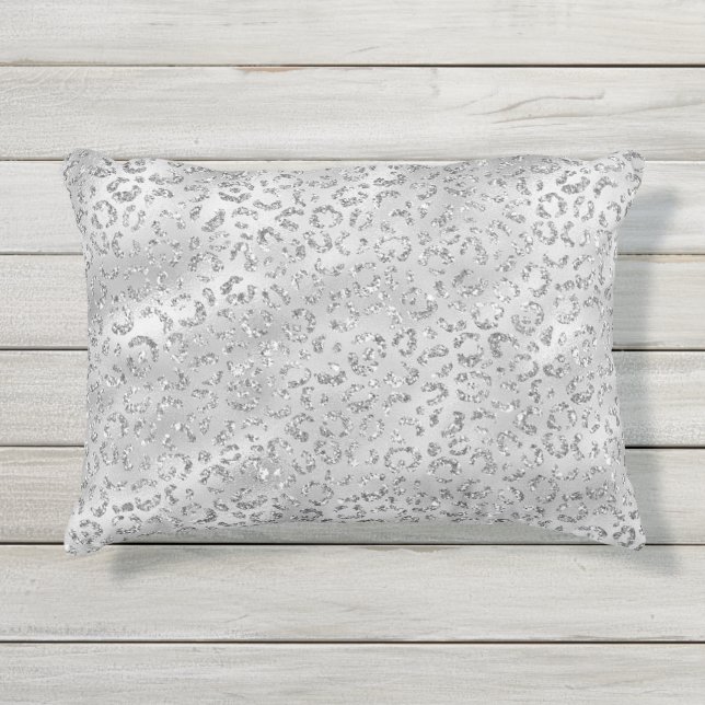 Coussin D'extérieur Cute Silver Cheetah Leopard Motif d'impression (Devant)