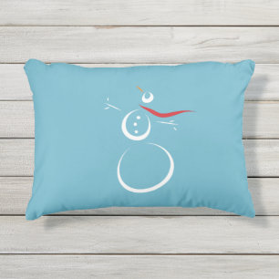 Coussin D'extérieur Cyan d'hiver Cute Snowman