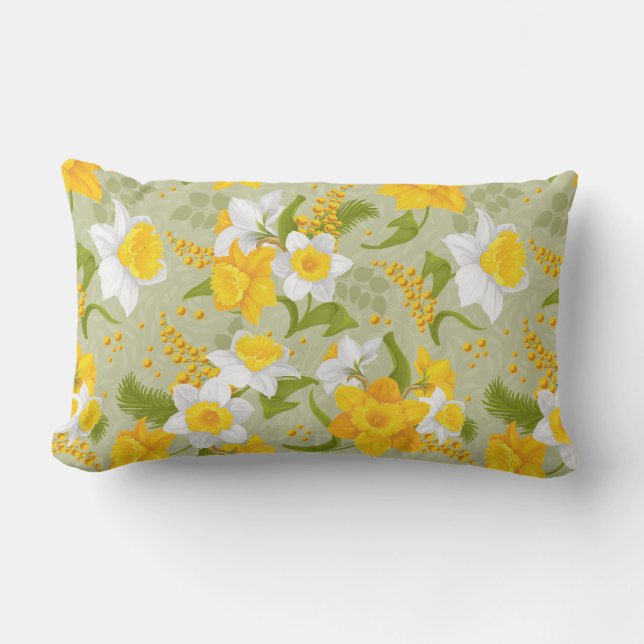 Coussin D'extérieur Daffodiles Jaunes Et Blanches Mélangées (Recto)