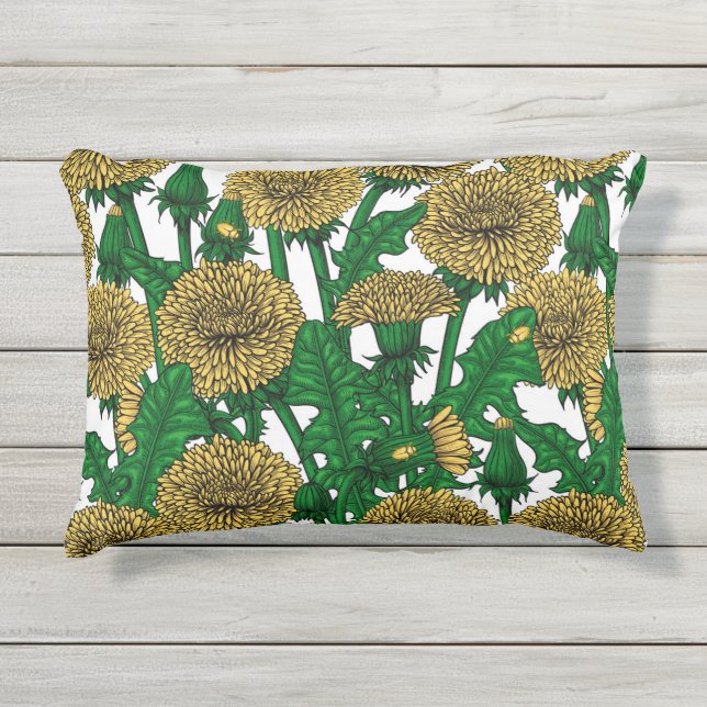 Coussin D'extérieur Dandelions sur blanc (Devant)