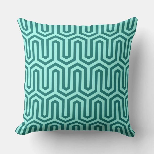 Coussin D'extérieur Déco motif égyptien - turquoise et aqua (Recto)