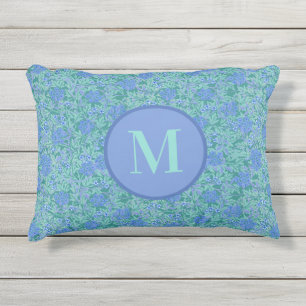 Coussin D'extérieur Décor rectangulaire bleu et aqua floral