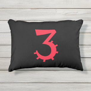 Coussin D'extérieur Design "3" noir et rouge saisissant