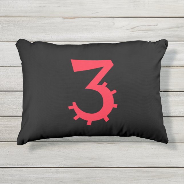 Coussin D'extérieur Design "3" noir et rouge saisissant (Devant)
